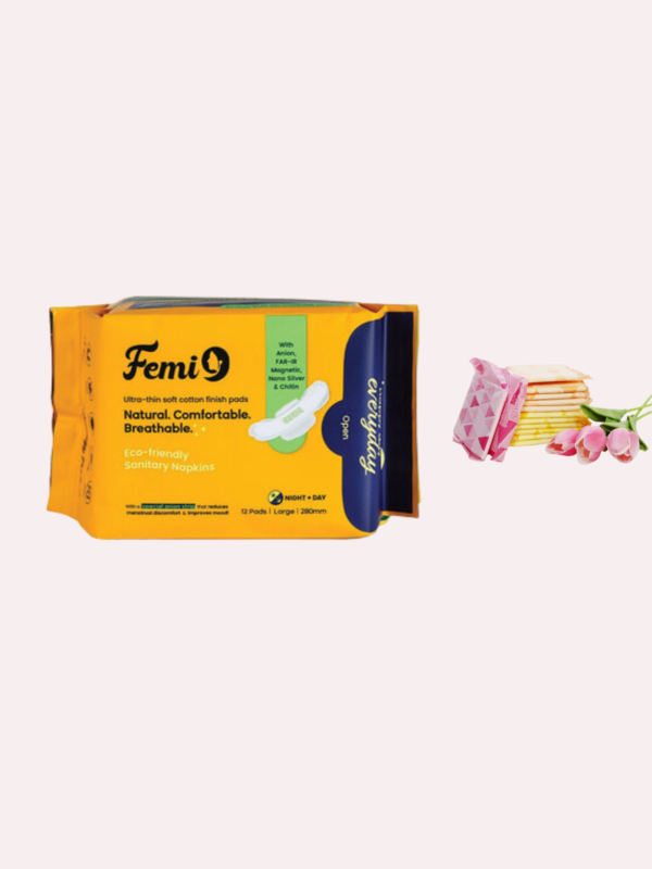 Femi9 Anion Sanitary Napkins|280mm|Large-12 Pads